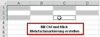 Mehrfachmarkierung in Microsoft Excel mit Ctrl und Klick